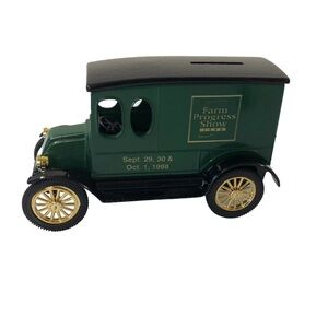 Ertl Die-Cast Metal 1920 Green Panel Truck Coin Toy Bank 1998 Farm Progress Show